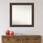 Specchio da bagno Wildwood Brown da 31" x 31" non smussato - Amanti Art: specchio da trucco quadrato moderno, cornice in polistirene