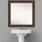 Specchio da bagno Wildwood Brown da 31" x 31" non smussato - Amanti Art: specchio da trucco quadrato moderno, cornice in polistirene
