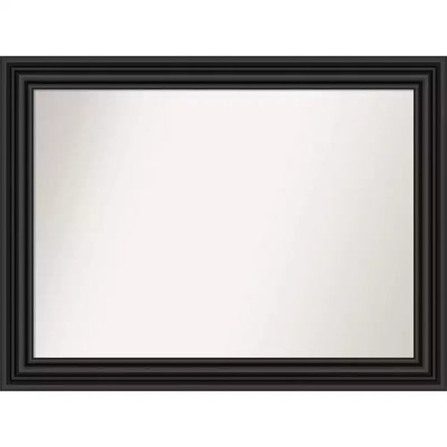 44" x 33" Non-Beveled Colonial Black Wall Mirror - Amanti Art: Modern Rectangle, Includes Mounting Hardware