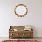 Specchio oblò rotondo in metallo invecchiato dorato da 22" - Storied Home: Stile moderno, Nessun assemblaggio, Montaggio a parete