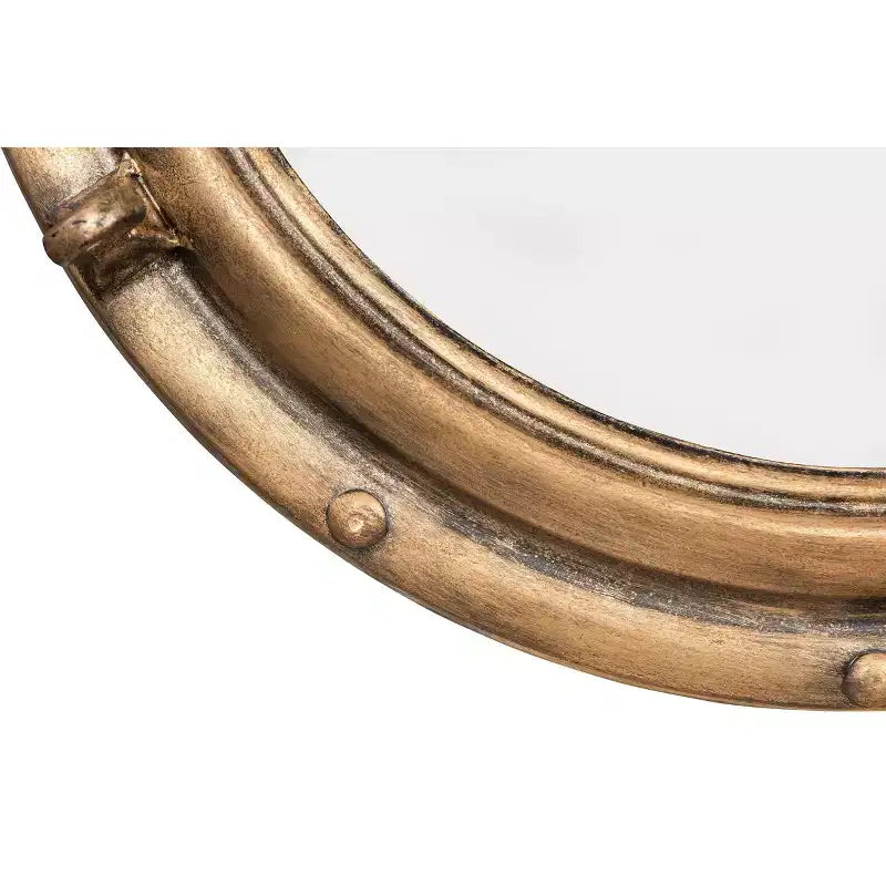 Specchio oblò rotondo in metallo invecchiato dorato da 22" - Storied Home: Stile moderno, Nessun assemblaggio, Montaggio a parete