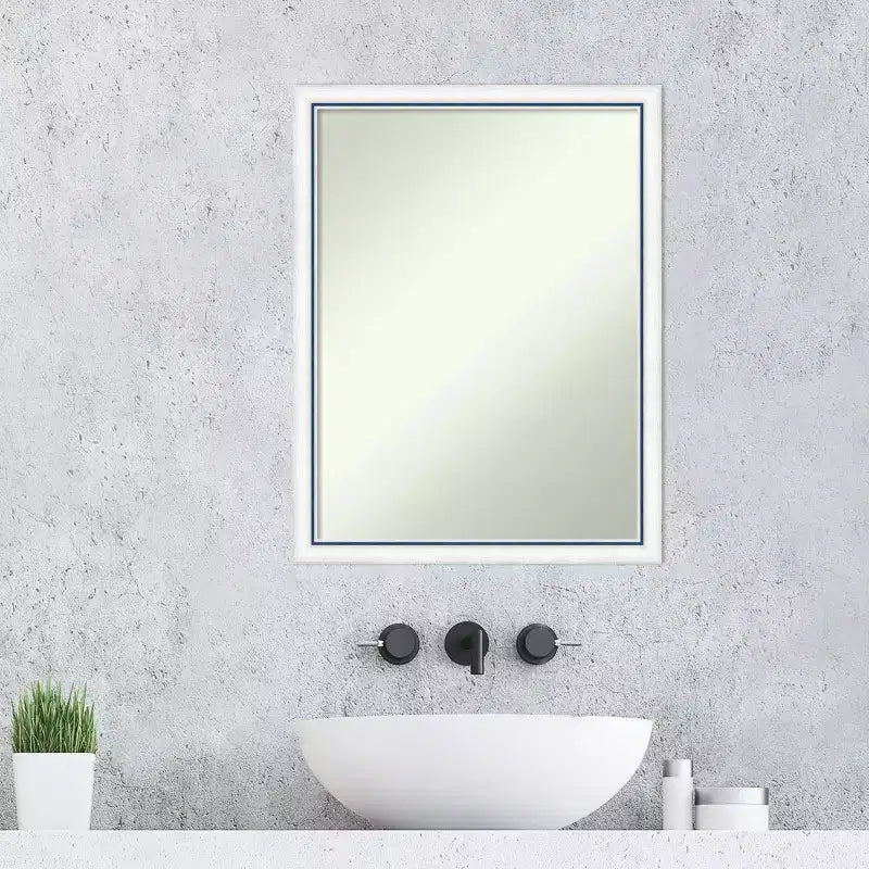 20"x26" Specchio da parete non smussato Morgan in legno per bagno Bianco/Blu - Amanti Art: Stile moderno, cornice in legno, a parete