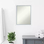 20"x26" Specchio da parete non smussato Morgan in legno per bagno Bianco/Blu - Amanti Art: Stile moderno, cornice in legno, a parete