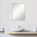 20"x26" Specchio da parete non smussato Morgan in legno per bagno Bianco/Blu - Amanti Art: Stile moderno, cornice in legno, a parete