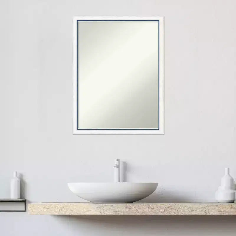 20"x26" Specchio da parete non smussato Morgan in legno per bagno Bianco/Blu - Amanti Art: Stile moderno, cornice in legno, a parete