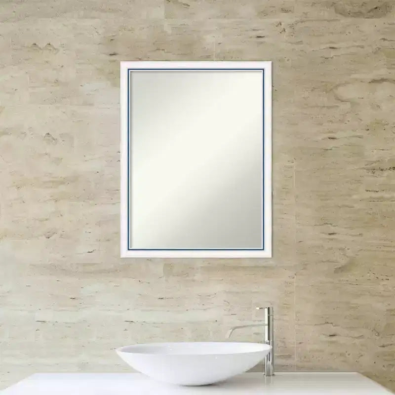 20"x26" Specchio da parete non smussato Morgan in legno per bagno Bianco/Blu - Amanti Art: Stile moderno, cornice in legno, a parete