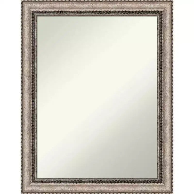 22" x 28" Non-Beveled Lyla Ornate Wall Mirror with Frame, Silver - Amanti Art: Includes Mounting Hardware