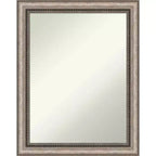 22" x 28" Non-Beveled Lyla Ornate Wall Mirror with Frame, Silver - Amanti Art: Includes Mounting Hardware