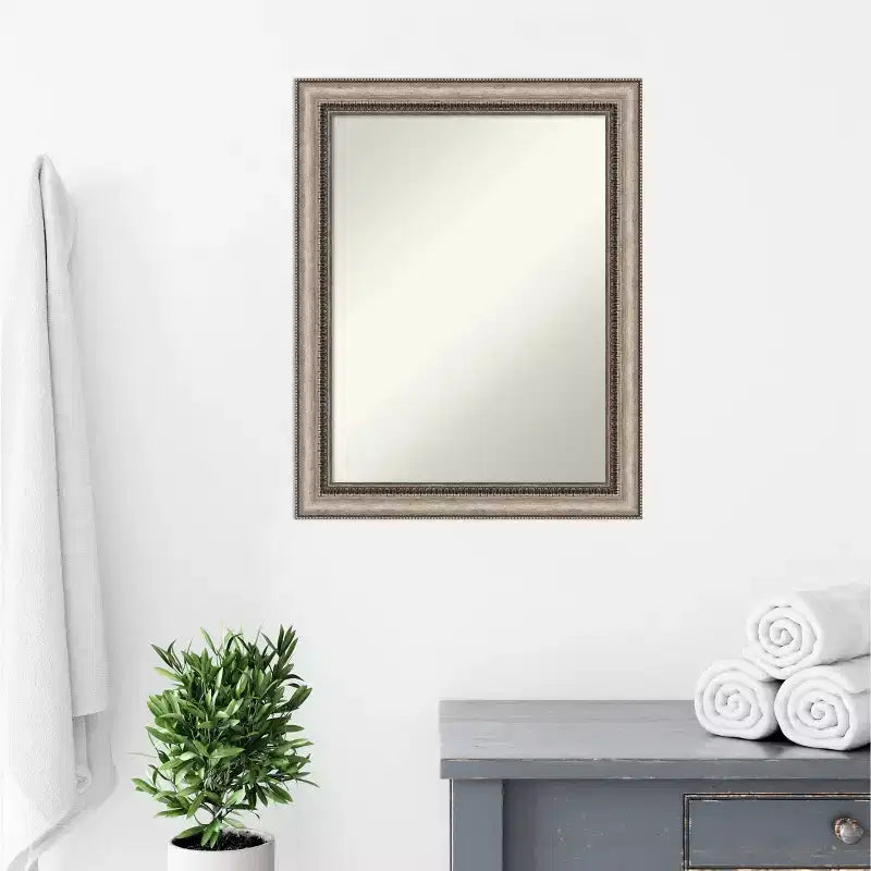 Specchio da parete Lyla ornato con cornice, non smussato, 55,9 cm x 71,1 cm, Argento - Amanti Art: Include l'hardware per il montaggio