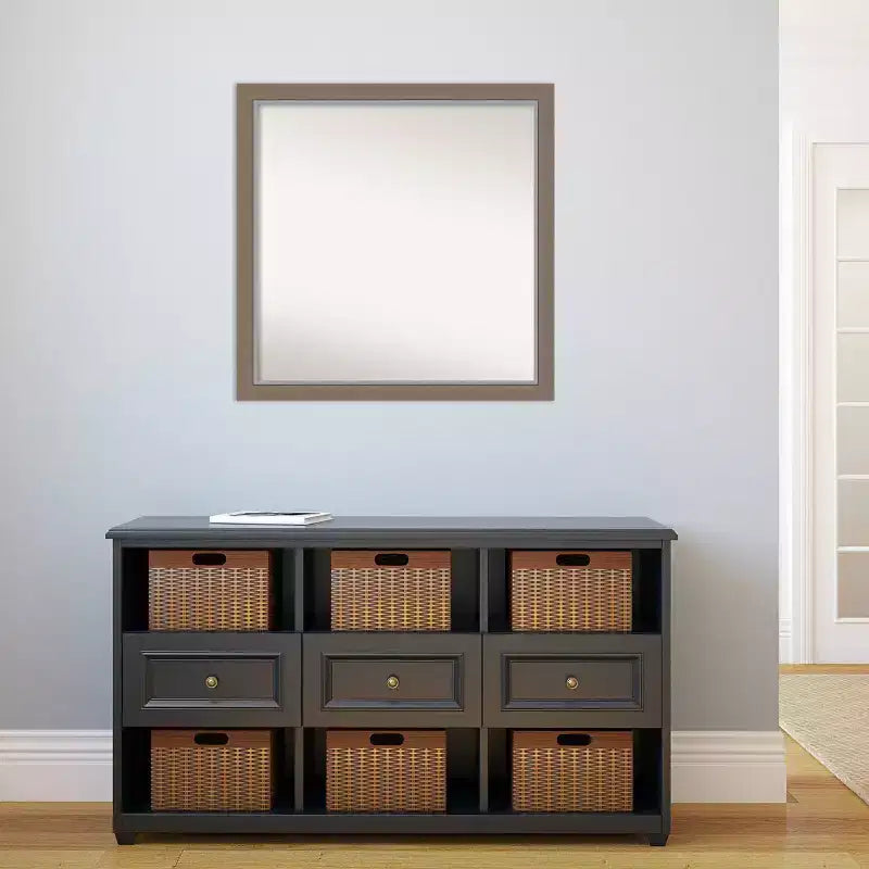 Specchio da parete stretto Eva marrone non smussato 29" x 29" - Amanti Art