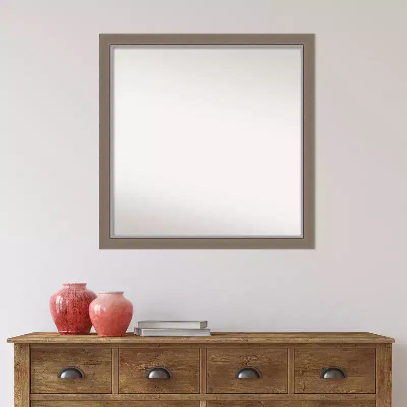 Specchio da parete stretto Eva marrone non smussato 29" x 29" - Amanti Art