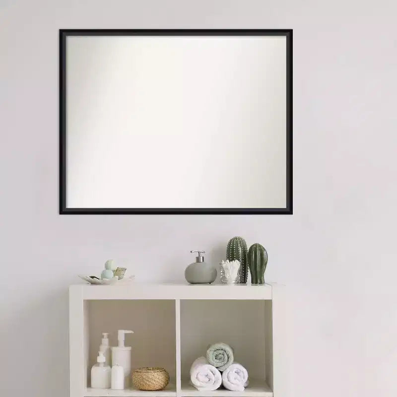 29" x 23" Specchio da Parete per Bagno Lucie Wood Nero Non Smussato - Amanti Art: Contemporaneo, a Parete