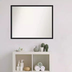 29" x 23" Specchio da Parete per Bagno Lucie Wood Nero Non Smussato - Amanti Art: Contemporaneo, a Parete