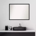 29" x 23" Specchio da Parete per Bagno Lucie Wood Nero Non Smussato - Amanti Art: Contemporaneo, a Parete