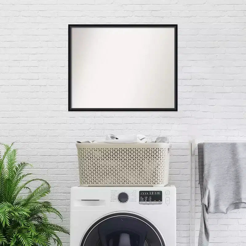 29" x 23" Specchio da Parete per Bagno Lucie Wood Nero Non Smussato - Amanti Art: Contemporaneo, a Parete