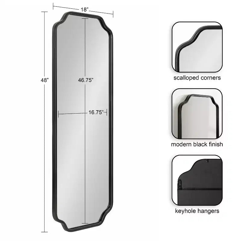 Specchio da parete con cornice Plumley Kate & Laurel All Things Decor, 18"x48", nero