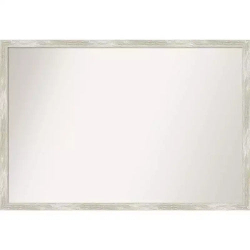 38" x 26" Non-Beveled Crackled Narrow Bathroom Wall Mirror Metallic Silver - Amanti Art: Polystyrene Frame, Includes Mounting Hardware