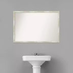 Specchio da Parete Stretto per Bagno con Bordo non Smussato e Effetto Screpolato, 38" x 26", Argento Metallizzato - Amanti Art: Cornice in Polistirene, Include Ferramenta per il Montaggio