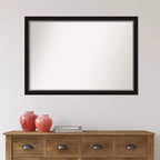 Specchio da Parete Stretto da Bagno Nero, 99 cm x 68 cm, Eva, senza smusso - Amanti Art: Rettangolare Moderno, Cornice in Polistirolo, Montaggio a Parete