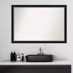 Specchio da Parete Stretto da Bagno Nero, 99 cm x 68 cm, Eva, senza smusso - Amanti Art: Rettangolare Moderno, Cornice in Polistirolo, Montaggio a Parete