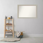 Specchio da parete senza smussatura in legno sottile Romano Silver da 40" x 28" per bagno - Amanti Art: Rettangolare moderno, a parete