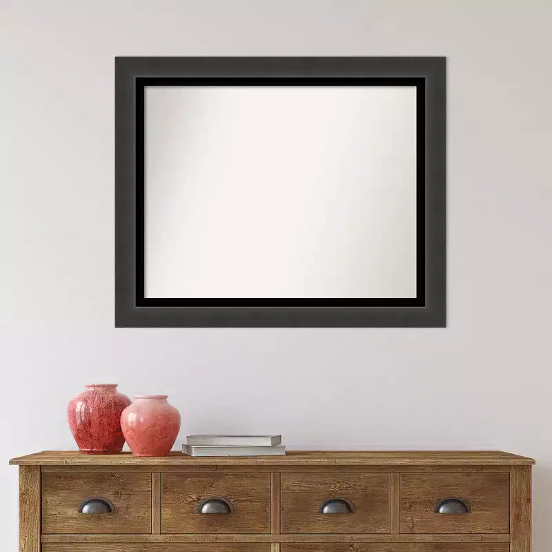 Specchio da parete per bagno Amanti Art 33" x 27" senza smussatura nero Tuxedo: rettangolare, cornice in polistirene, include hardware per il montaggio