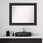 Specchio da parete per bagno Amanti Art 33" x 27" senza smussatura nero Tuxedo: rettangolare, cornice in polistirene, include hardware per il montaggio