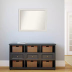 Specchio da parete stretto da bagno 32" x 26" con assi rustiche bianche: montaggio a parete, cornice in polistirene - Amanti Art