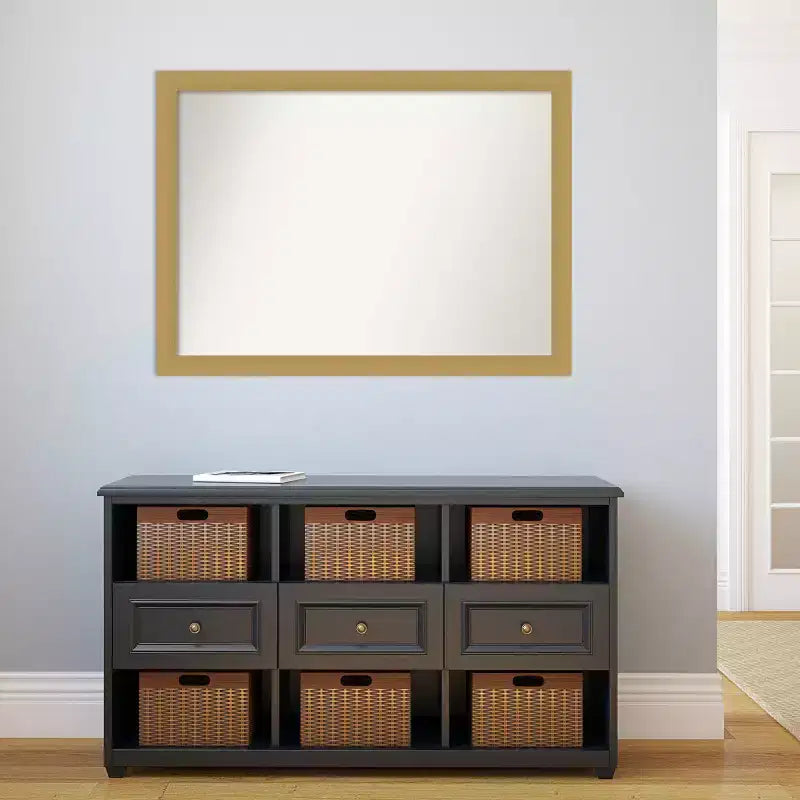 Specchio da parete per bagno Grace da 42" x 31" senza smusso Oro Spazzolato - Amanti Art: Rettangolare, Cornice in polistirene, Montaggio a parete
