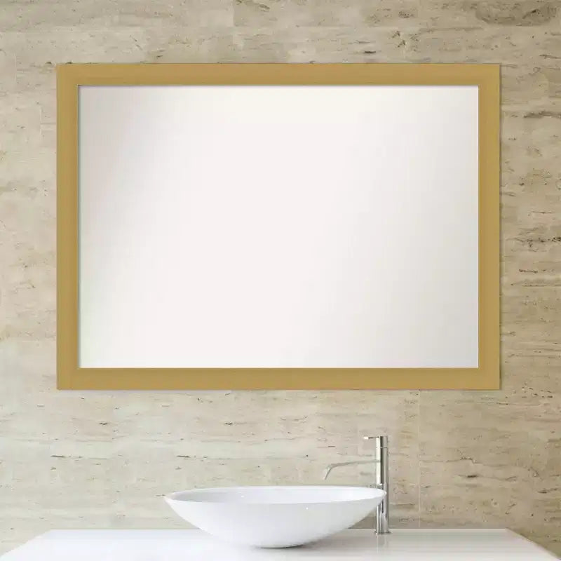 Specchio da parete per bagno Grace da 42" x 31" senza smusso Oro Spazzolato - Amanti Art: Rettangolare, Cornice in polistirene, Montaggio a parete