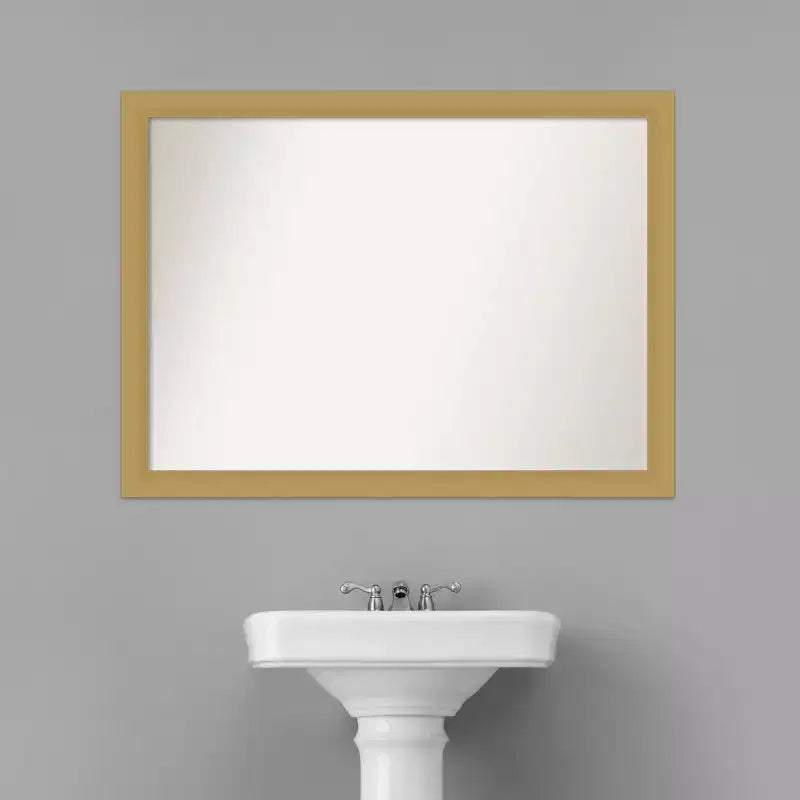 Specchio da parete per bagno Grace da 42" x 31" senza smusso Oro Spazzolato - Amanti Art: Rettangolare, Cornice in polistirene, Montaggio a parete