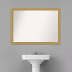 Specchio da parete per bagno Grace da 42" x 31" senza smusso Oro Spazzolato - Amanti Art: Rettangolare, Cornice in polistirene, Montaggio a parete