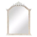 Olivia & May 37"x28" Wooden Arched Scroll Wall Mirror with Brown Distressing Cream: No Assembly, Modern Decor