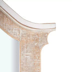 Olivia & May Specchio da parete con cornice in legno ad arco intagliato, 94x71 cm, finitura bianca anticata marrone: nessun assemblaggio richiesto, decorazione moderna