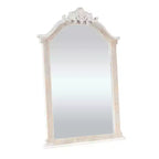 Olivia & May Specchio da parete con cornice in legno ad arco intagliato, 94x71 cm, finitura bianca anticata marrone: nessun assemblaggio richiesto, decorazione moderna