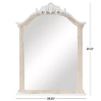 Olivia & May Specchio da parete con cornice in legno ad arco intagliato, 94x71 cm, finitura bianca anticata marrone: nessun assemblaggio richiesto, decorazione moderna