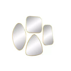 Wood Wall Mirror with Varying Shapes Set of 4 Gold - CosmoLiving by Cosmopolitan: Modern Iron Frame, Wall Mount, No Assembly Required