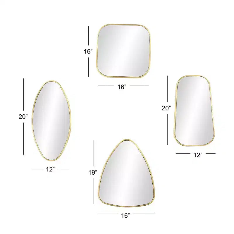 Set da 4 specchi da parete in legno dalle forme varie - Oro - CosmoLiving by Cosmopolitan: Cornice moderna in ferro, Montaggio a parete, Nessun assemblaggio richiesto