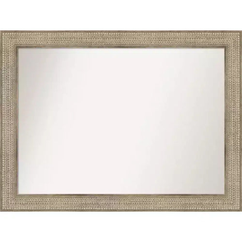 44" x 33" Non-Beveled Trellis Silver Wood Bathroom Wall Mirror - Amanti Art: Modern Style, Wood Frame, Wall Mounted