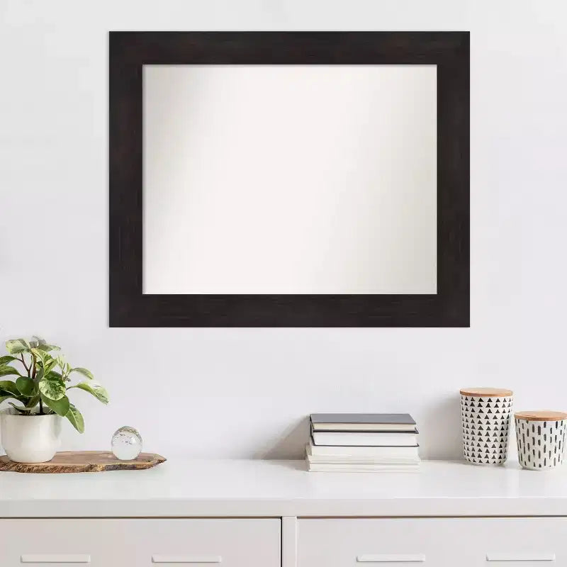 Specchio da parete per mobili non smussato 34" x 28" Espresso - Amanti Art: Cornice in polistirolo, include ferramenta per il montaggio