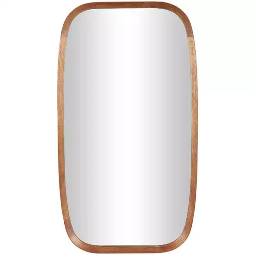 40"x22" Wooden Simplistic Wall Mirror with Rounded Edges Brown - Olivia & May: Modern Design, MDF Frame, No Assembly Required