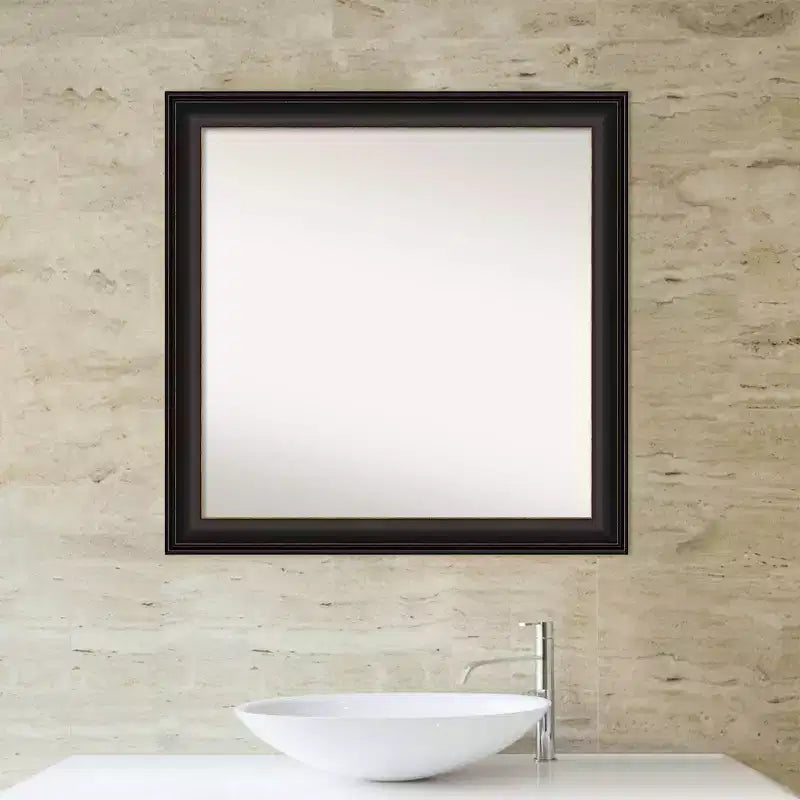 Specchio da bagno a parete trio in bronzo lucidato a olio non smussato da 31" x 31" - Amanti Art: Vanity moderno quadrato, cornice in polistirene