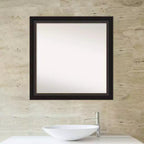 Specchio da bagno a parete trio in bronzo lucidato a olio non smussato da 31" x 31" - Amanti Art: Vanity moderno quadrato, cornice in polistirene