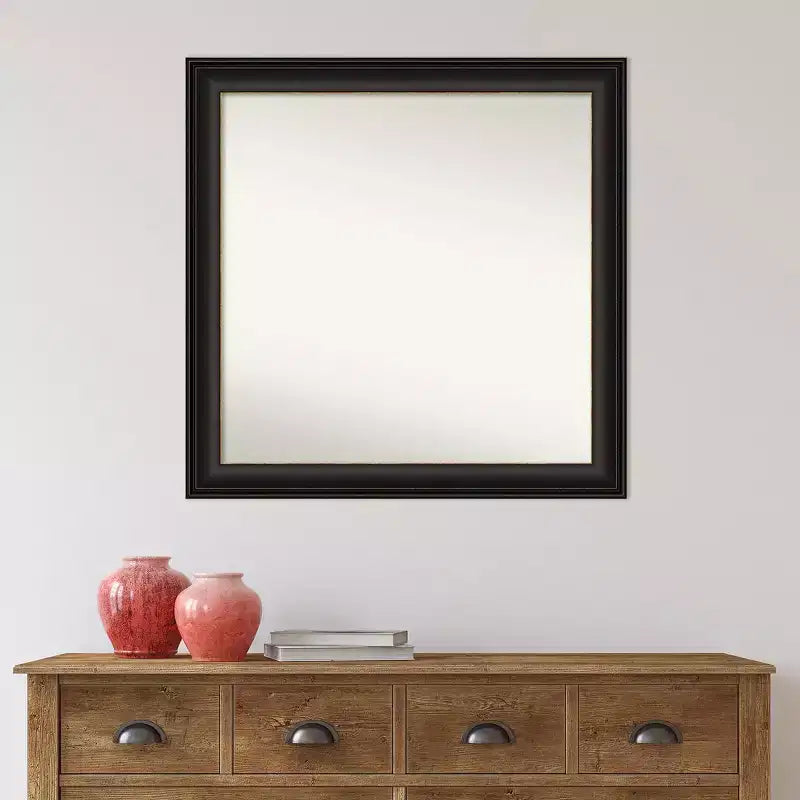 Specchio da bagno a parete trio in bronzo lucidato a olio non smussato da 31" x 31" - Amanti Art: Vanity moderno quadrato, cornice in polistirene