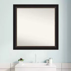 Specchio da bagno a parete trio in bronzo lucidato a olio non smussato da 31" x 31" - Amanti Art: Vanity moderno quadrato, cornice in polistirene