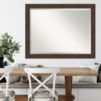 Amanti Art 45" x 35" Specchio da Parete con Cornice Wildwood Marrone: Vetro Moderno Smussato, Nessun Montaggio Richiesto
