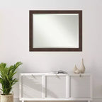 Amanti Art 45" x 35" Specchio da Parete con Cornice Wildwood Marrone: Vetro Moderno Smussato, Nessun Montaggio Richiesto