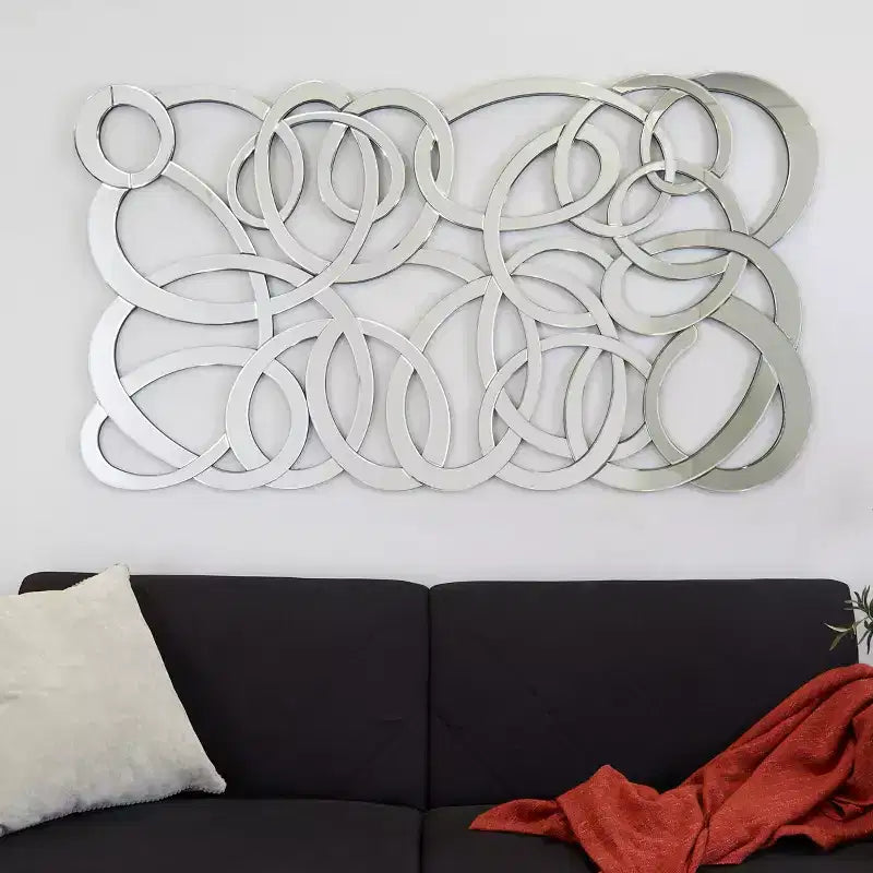 Olivia & May Specchio da Parete Geometrico in Vetro 35"X64" Argento