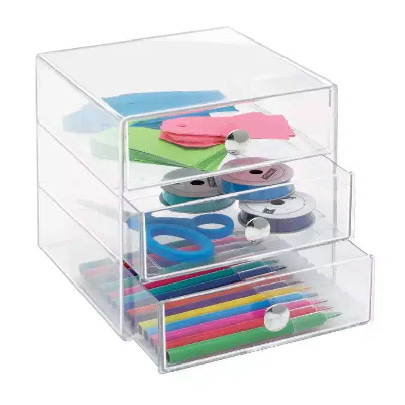 iDESIGN Original Cassettiera a Tre Cassetti Trasparente