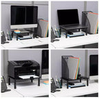 Supporto per monitor Mind Reader, regolabile in altezza, rialzo per laptop ventilato, per ufficio, in metallo, 36,8 cm L x 23,5 cm P x 10,2-14 cm H, nero
